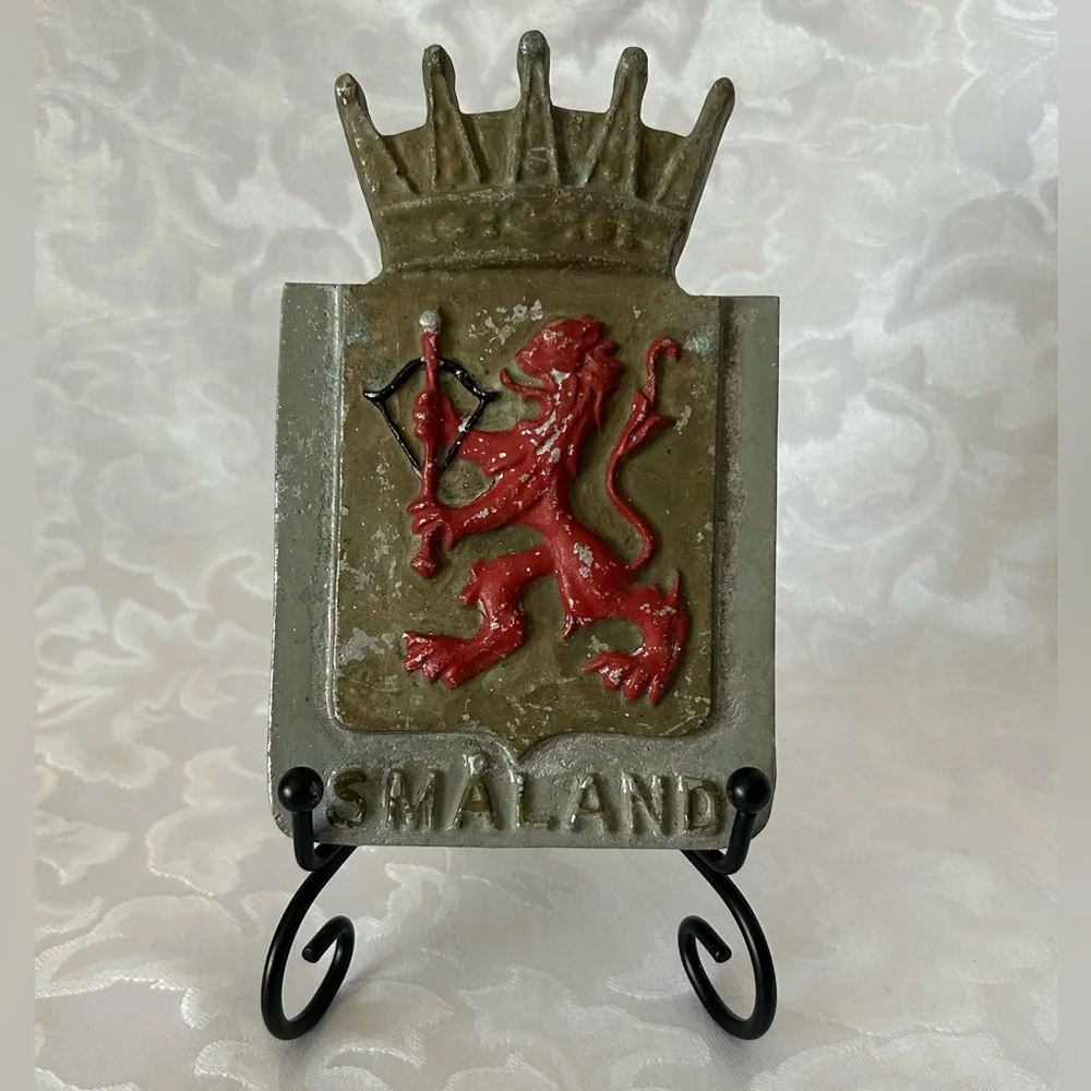 Antique Småland Landscape Coat of Arms Wall Plaques From Sweden, 20th Century